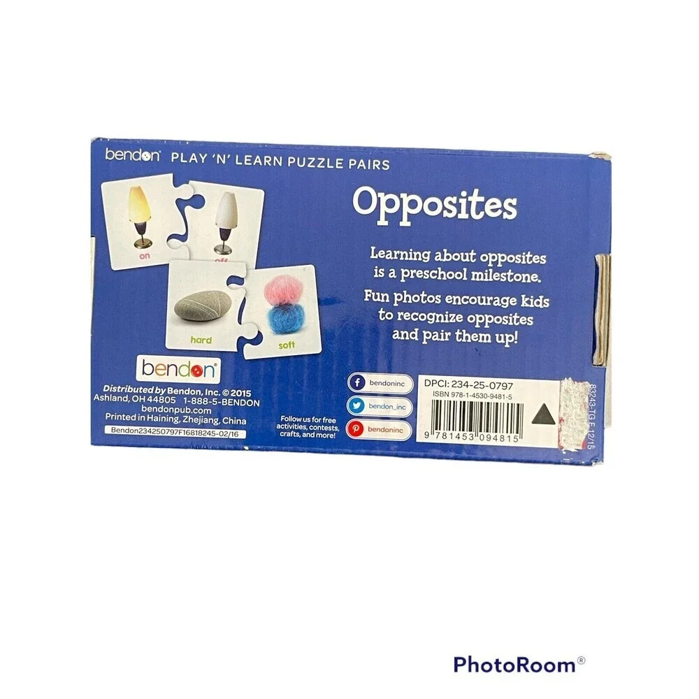 Opposite Learning Preschool Puzzle Pairs 14 Double Sided Puzzles Learning Cards